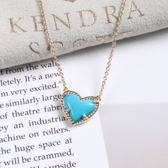 Kendra Scott Ari Heart Gold Turquoise Necklace - Picture 2 of 3